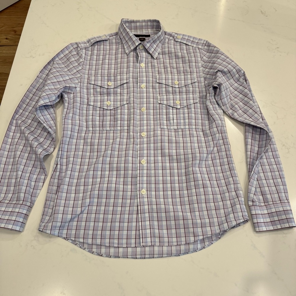 Michael Kors : Western Style Cotton Button Down Shirt : Med. : Purple + White